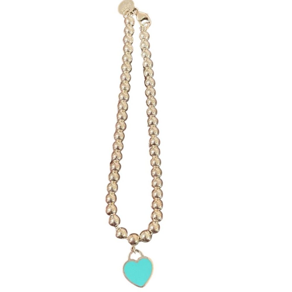 Tiffany & Co Bead Bracelet with Blue Heart